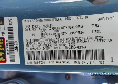 2019 Toyota Tacoma Sr5 from USA, damaged, VIN 5TFAX5GN8KX134568